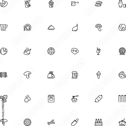 icon vector icon set such as: pastry, mould, chanterelle, furnace, maker, electric, chocolate, bacillus, popular, china, fly agaric, saucer, fungus, illness, cone, microorganism, bacon, thai, suillus