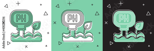 Set Soil ph testing icon isolated on white and green, black background. PH earth test. Vector.