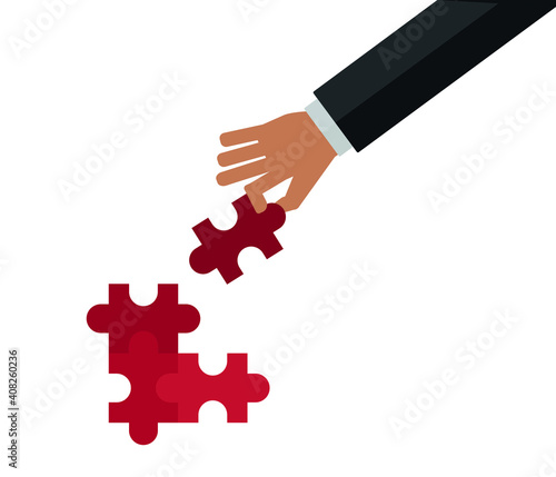 Simple solutions concept, compatibility line icon, assemble puzzle pieces, solving problem
