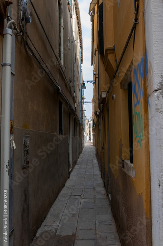 typical Venetian street. narrow street of venice