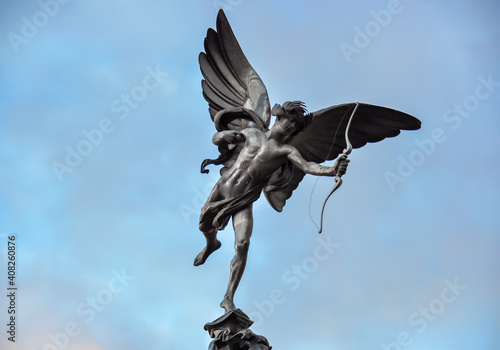 Statue of Eros on Paccidilly circus in London, UK photo