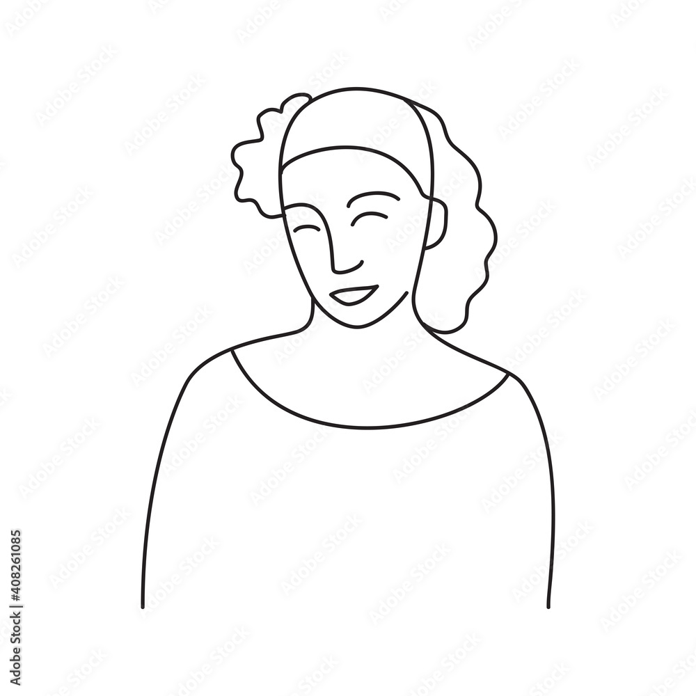 Minimalism hand drawn female vector portrait in modern abstract one line drawing graphic style. Decor print, wall art, creative design for social media. Trendy template with portrait woman front face Minimalism hand drawn female vector portrait in modern abstract one line drawing graphic style. Decor print, wall art, creative design for social media. Trendy template with portrait woman front face