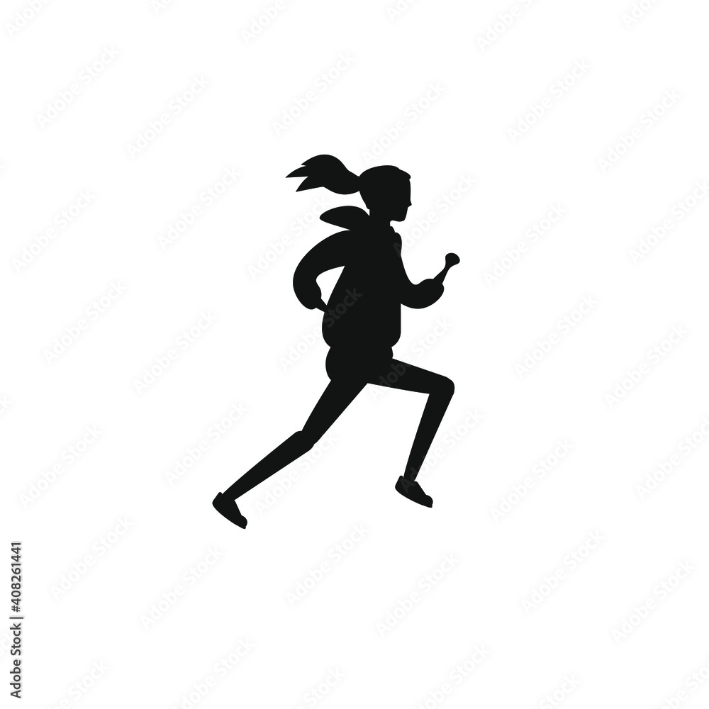 running person silhouette on white background