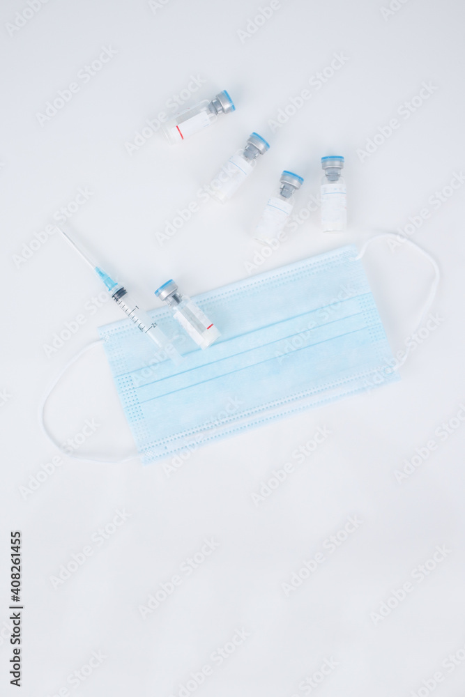 Vaccination, covid, syringe and amula layout Vaccination, covid, syringe and amula layout