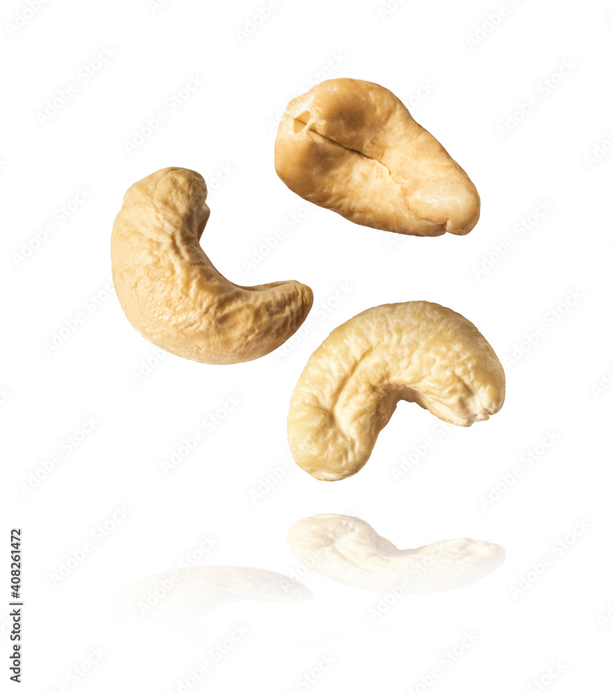 fresh cashew nut falling in the air fresh cashew nut falling in the air