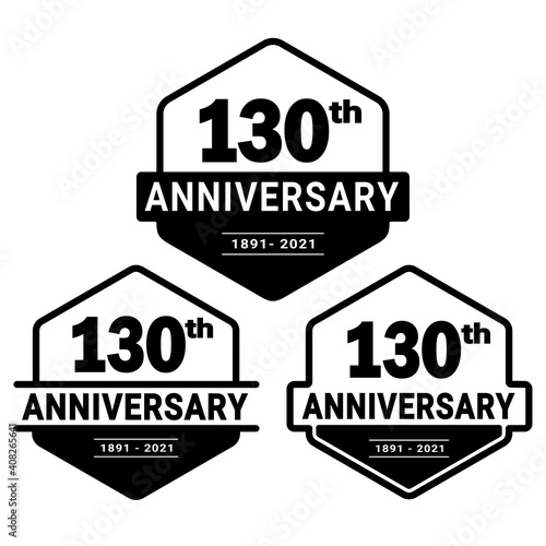 130 years anniversary set. 130th celebration logo collection. Vector and illustration.
