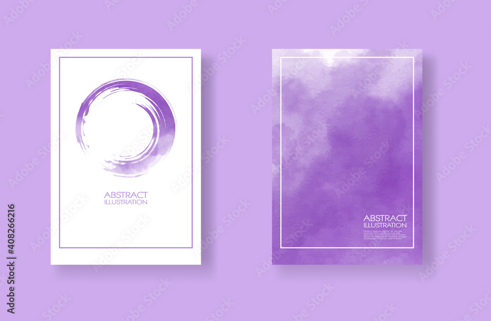 Cards with watercolor elements set. Hand drawn banner element on purple background. Cards with watercolor elements set. Hand drawn banner element on purple background.