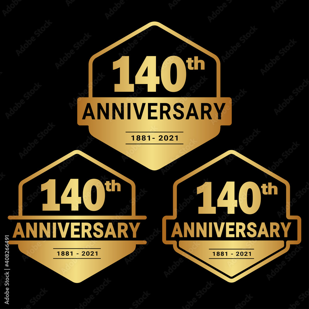 140 years anniversary set. 140th celebration logo collection. Vector and illustration.
