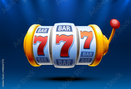 Slot machine coins wins the jackpot. 777 Big win casino concept. Vector