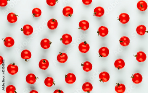 Cherry tomato, Healthy eating and vegetarianism. Color background.