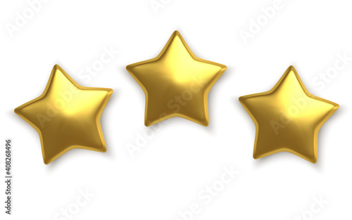 3D Golden star on white background Vector 
