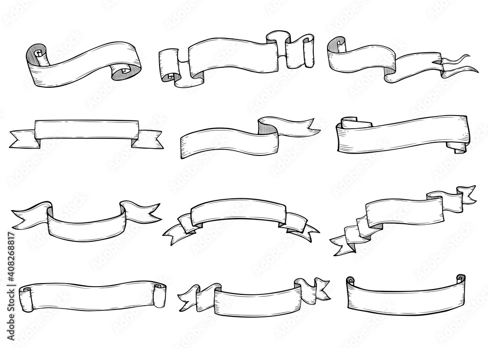 hand drawn vintage ribbon illustration01