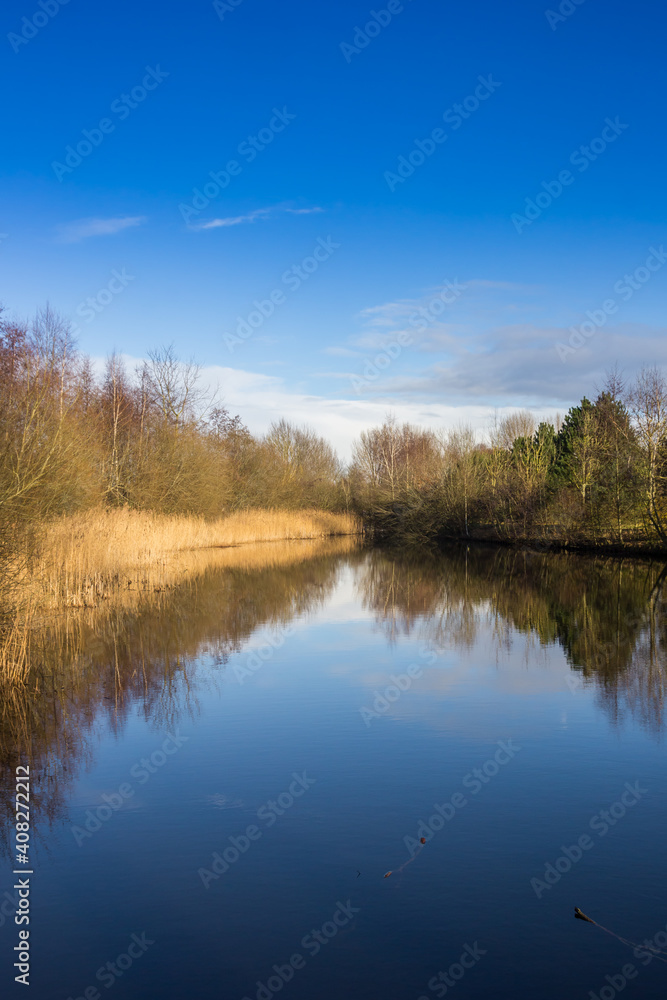 Little lake at the Schildmeer area in Groningen, Netherlands