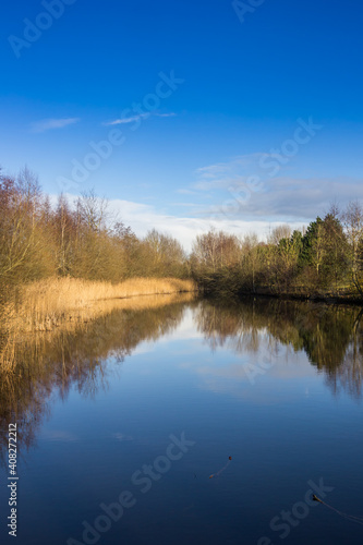 Little lake at the Schildmeer area in Groningen, Netherlands