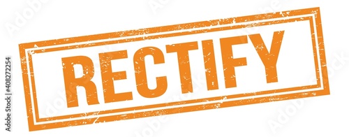 RECTIFY text on orange grungy vintage stamp.