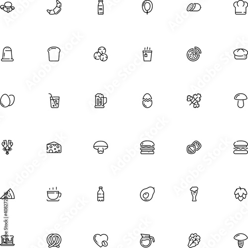 icon vector icon set such as: barbecue, soda, accessory, heart, marine, butchery, avocado, cloth, hop beer, drinking beer, toadstool, bird, jug, parmesan, caper, woods, brewing, one, mushrooms