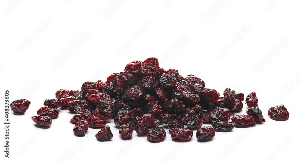 Dried cranberries pile isolated on white background Dried cranberries pile isolated on white background