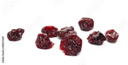 Dried cranberries pile isolated on white background