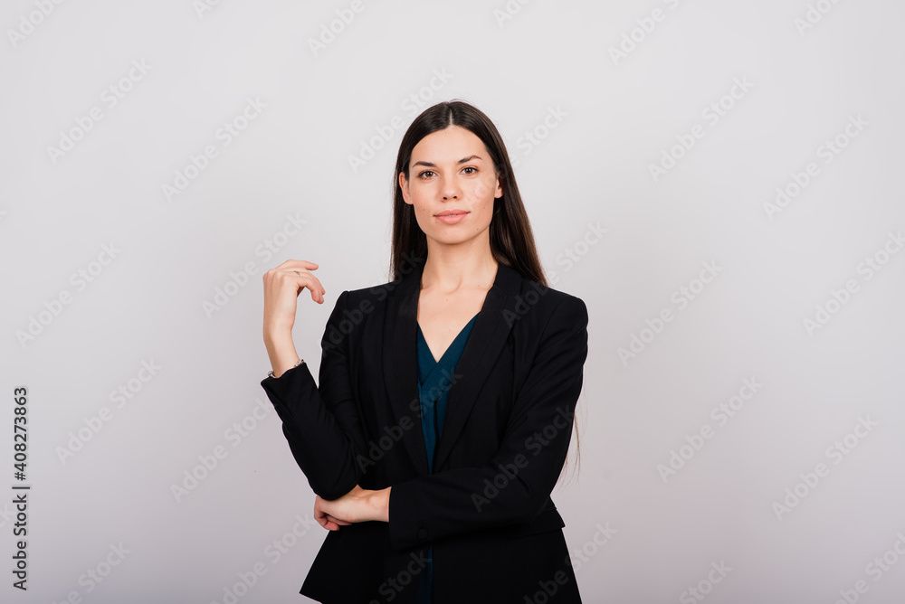 Portrait of a happy beautiful smiling woman touching her face isolated Portrait of a happy beautiful smiling woman touching her face isolated