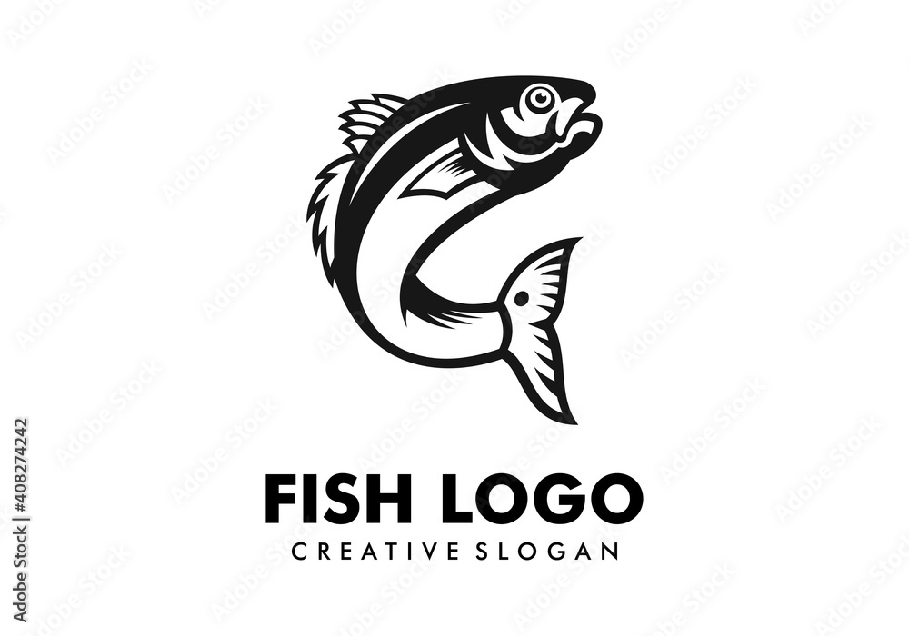 Awesome Silhouette Fish Logo Design Template