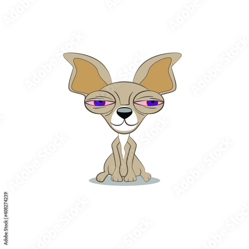 Chihuahua dog cartoon. A suspicious displeased look. Vector illustration