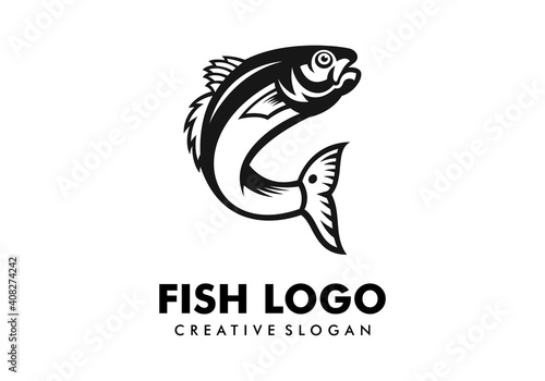 Awesome Silhouette Fish Logo Design Template
