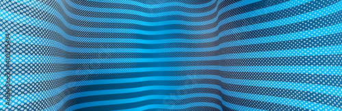 3D abstract blue background with dots texture and lines vector design, technology theme, dimensional dotted flow in perspective, big data, nanotechnology.