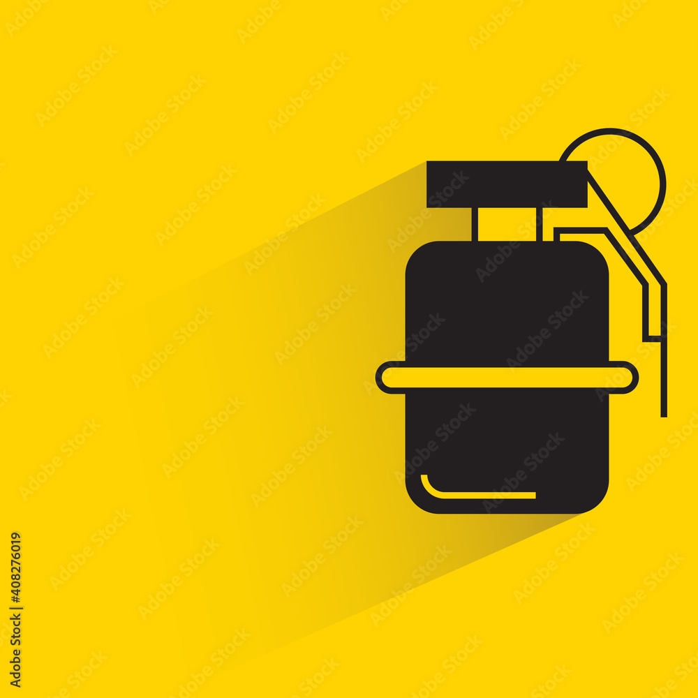 grenade with drop shadow on yellow background grenade with drop shadow on yellow background