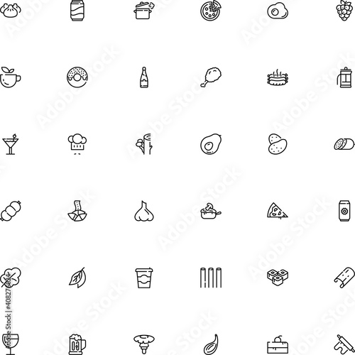 icon vector icon set such as: clove, roast, omelette, steamed, carbohydrate, pasta, julienne, glyph, orange pore fungus, sushi, latte, pie, simple, ripe, toadstool, emblem, spicy, agriculture
