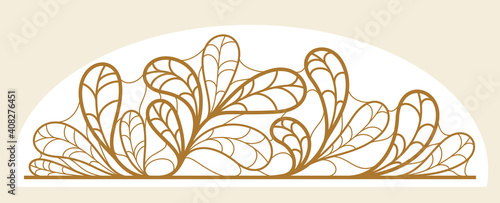 Floral vector design with leaves and branches isolated over white, classical elegant fashion style banner or text divider for design, luxury vintage linear emblem or frame element.