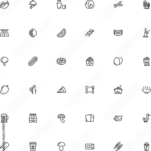 icon vector icon set such as: soju, latte, toadstool, image, plastic, kettle, party, product, grey puffball, chicken-egg, oat, lid, riccioli pasta shape, harvest, life, stove, cappelletti, bowl