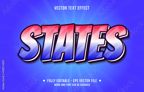 Editable text effect - states blue gradient color modern style	
