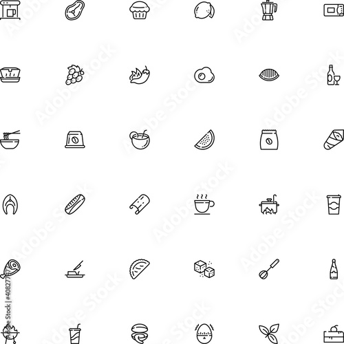 icon vector icon set such as: cinnamon quills, rare, appliance, central, stove, grape, cherry, hour, vintage, catch, mixer, strong, saucepan, print, break, charcoal, variety, americano, lasagne