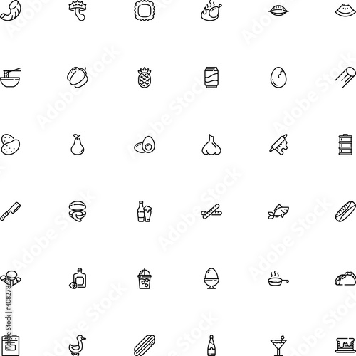 icon vector icon set such as: citrus, weight, leaves, straw, market, recycle, cannelloni pasta shape, soup, honey fungus, aliment, ananas, goose, dough, multicolored, button, metallic, boiled, eggs