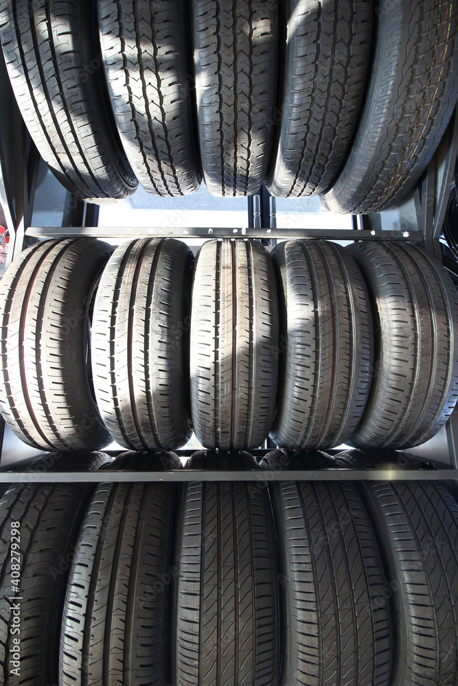 tires of car or vehicle standing in shop tires of car or vehicle standing in shop