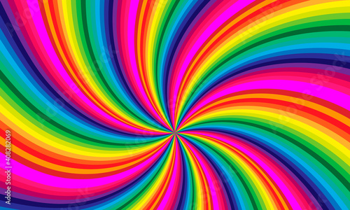 Abstract rainbow swirl.Bright background.Background of vivid rainbow-colored swirl twisting towards the center.
