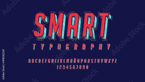 Futuristic alphabet with dimensional effect