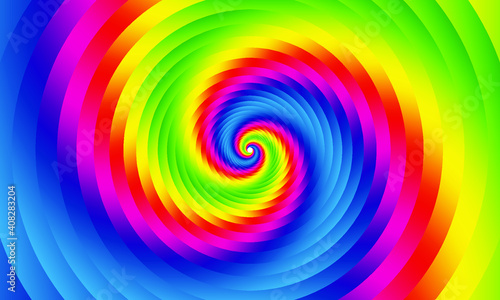 Abstract rainbow swirl.Bright background.Background of vivid rainbow-colored swirl twisting towards the center. 