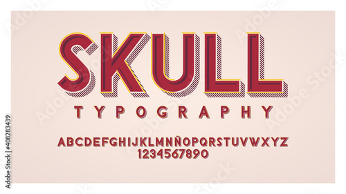Classical elegant alphabet with letters and numbers
