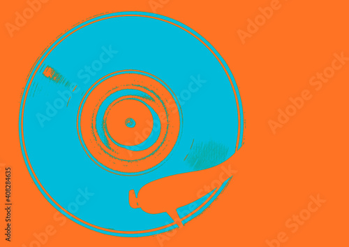 illustration in pop style of a vinyl on a turntable