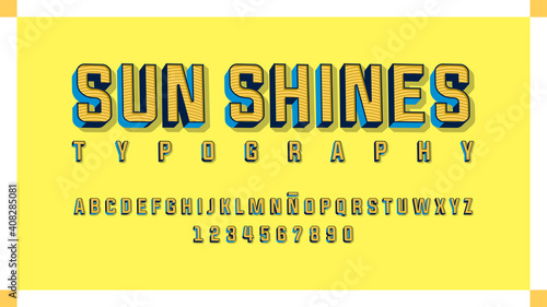 Futuristic alphabet with dimensional effect