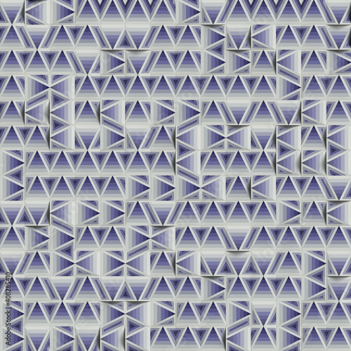 Geometric stylized pattern of randomly arranged triangles orthographic projection. 3d rendering digital illustration