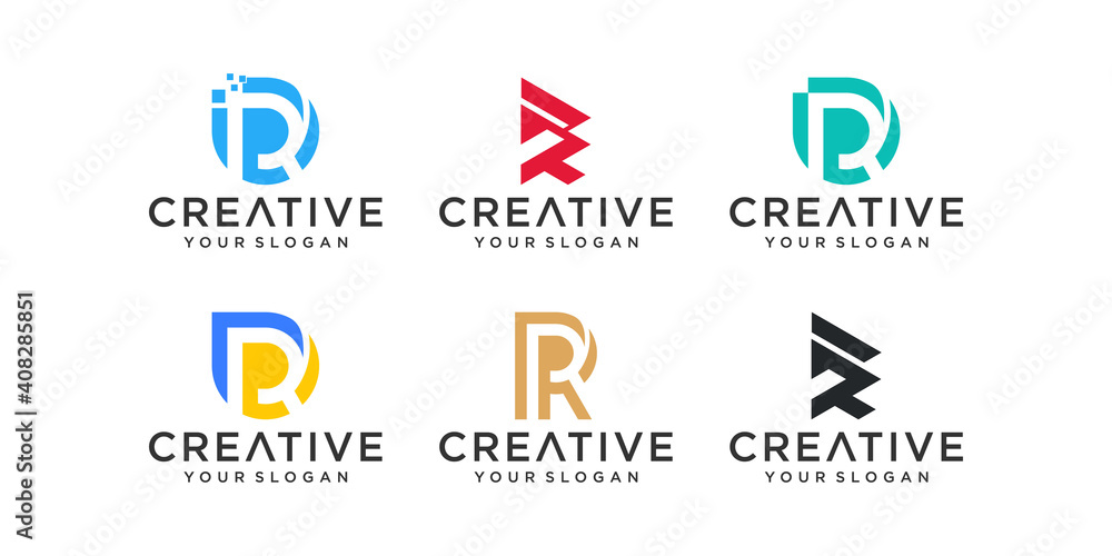 Set of monogram creative letter R logo template. icons for business of luxury, elegant, simple Set of monogram creative letter R logo template. icons for business of luxury, elegant, simple