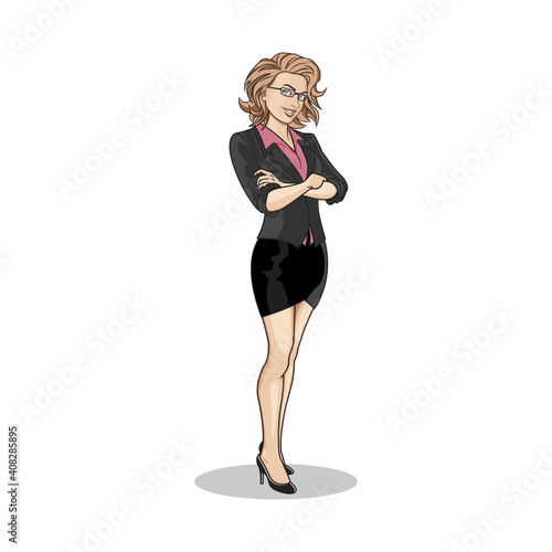 Blonde Girl secretary model character vector icon
