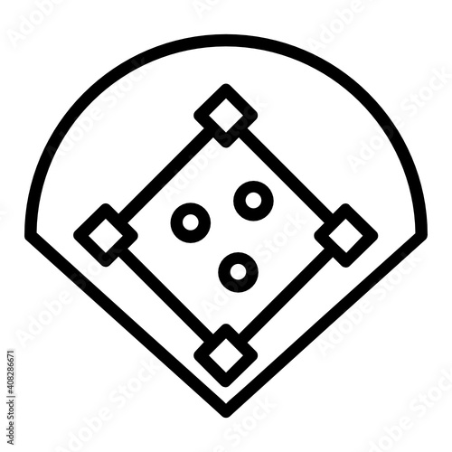 baseball diamond Concept, field with players Vector line Icon Design, Base ball Symbol on white background, bat and ball game Sign, Sports equipment Stock,