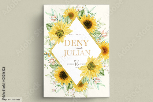 watercolor sunflower invitation card set