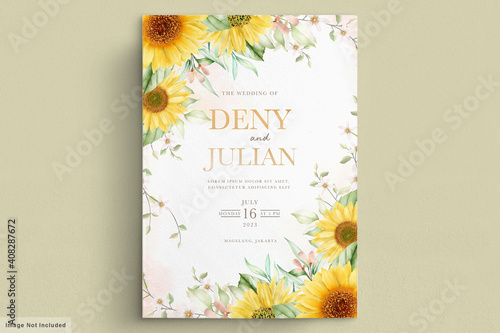watercolor sunflower invitation card set