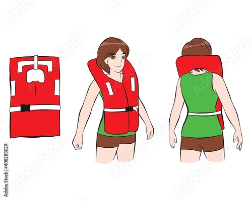 Life jacket for man and woman. Safe life before swimming. vector illustration isolated cartoon hand drawn