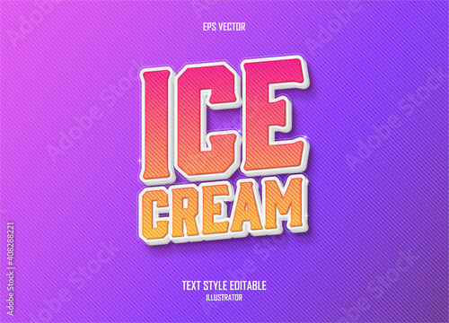 Ice Cream 3D text style effect template