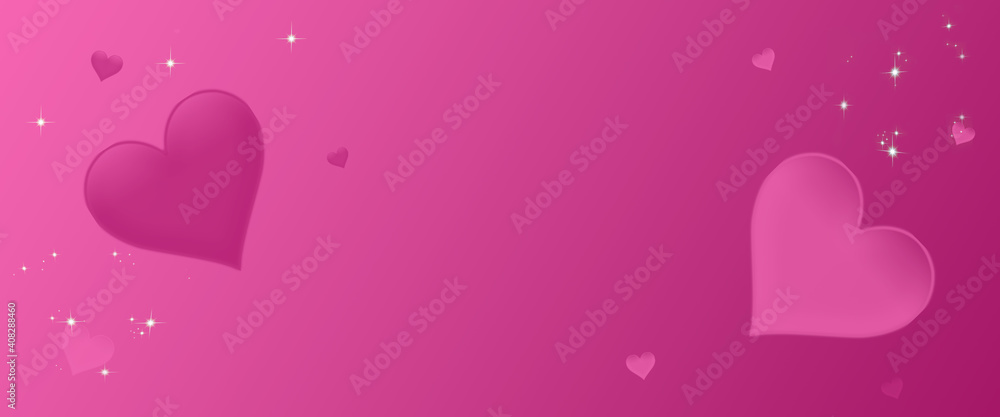 The concept of love, celebration. Banner with pink hearts on a pink background. 14 february and be my valentine